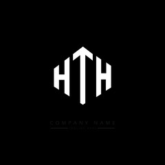 Fototapeta premium HTH letter logo design with polygon shape. HTH polygon logo monogram. HTH cube logo design. HTH hexagon vector logo template white and black colors. HTH monogram. HTH business and real estate logo. 