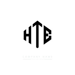 HTE letter logo design with polygon shape. HTE polygon logo monogram. HTE cube logo design. HTE hexagon vector logo template white and black colors. HTE monogram. HTE business and real estate logo. 