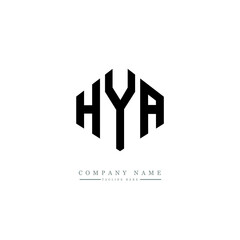 HYA letter logo design with polygon shape. HYA polygon logo monogram. HYA cube logo design. HYA hexagon vector logo template white and black colors. HYA monogram. HYA business and real estate logo. 
