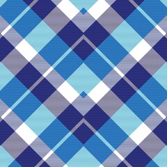 Blue Chevron Plaid Tartan textured Seamless Pattern Design