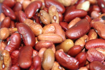 Closeup view of uncooked red kidney beans