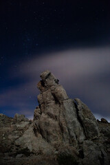 Starry night sky at the mountains
