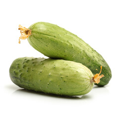 Green cucumber on the white background