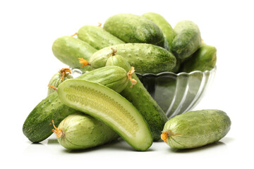 Green cucumber on the white background