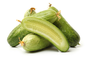 Green cucumber on the white background