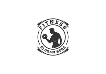 Fitness Gym logo design template in white background