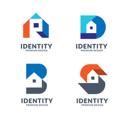 creative initial letter with house logo vector illustration, letter and Real Estate Logo Vector