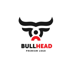 abstract simple Bull head vector logo concept illustration, Buffalo head logo, Bull head logo