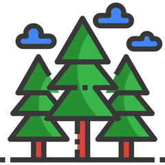 Fototapeta premium woodland color line icon