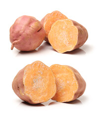sweet potatoes on the white background