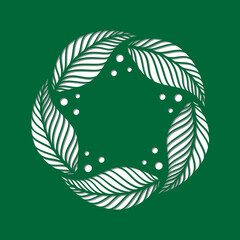 Leaves wreath cut out stencil. Cutting template.