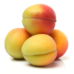 Fresh apricot fruits isolated on white background