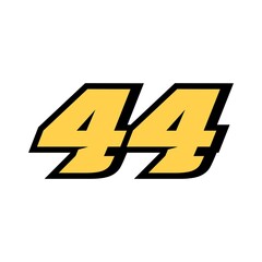 44 Number Racing star isolated on white background