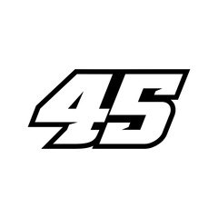 45 Number Racing star isolated on white background