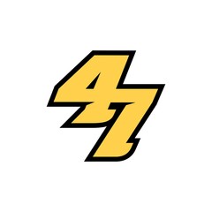 47 Number Racing star isolated on white background