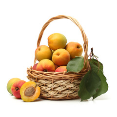 Fresh apricot fruits isolated on white background