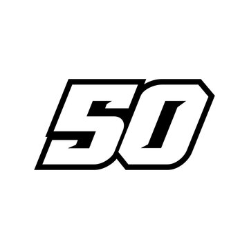 50 Number Racing star isolated on white background