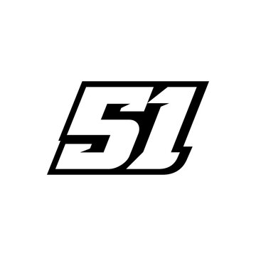 51 Number Racing star isolated on white background