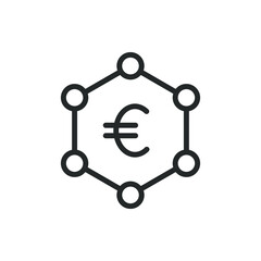 Euro connection. Money network line icon isolated on white background. Vector illustration