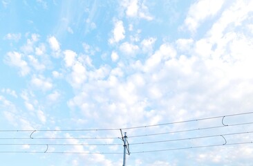 power lines blue sky