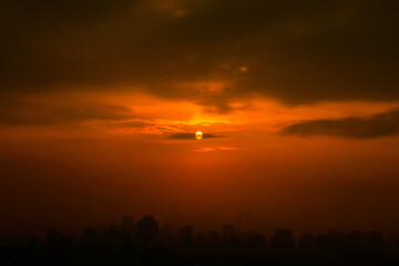 sunset over the city