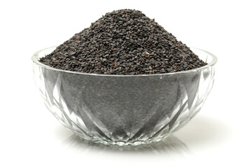 Black sesame on white background