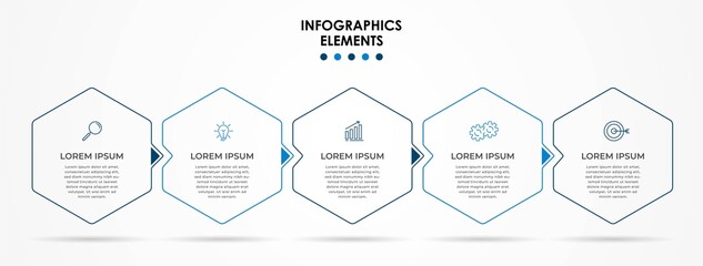 Vector Infographic design business template with icons and 5 options or steps. Can be used for process diagram, presentations, workflow layout, banner, flow chart, info graph