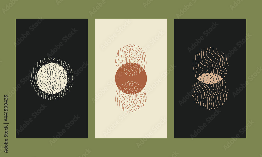 Poster lines and shapes contour abstract for graphic composition. creative and minimalist design for backgr
