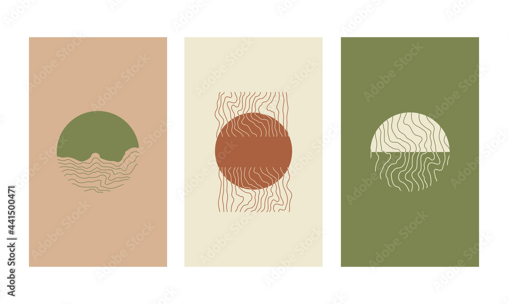 Poster lines and shapes contour abstract for graphic composition. creative and minimalist design for backgr