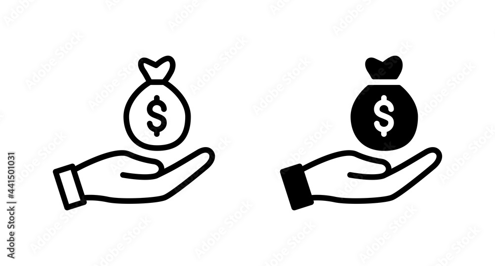 Aufkleber money in hand icon vector for computer, web and mobile a