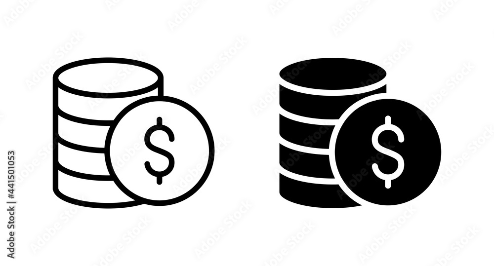 Poster dollar coin icon set vector for computer, web and mobile app