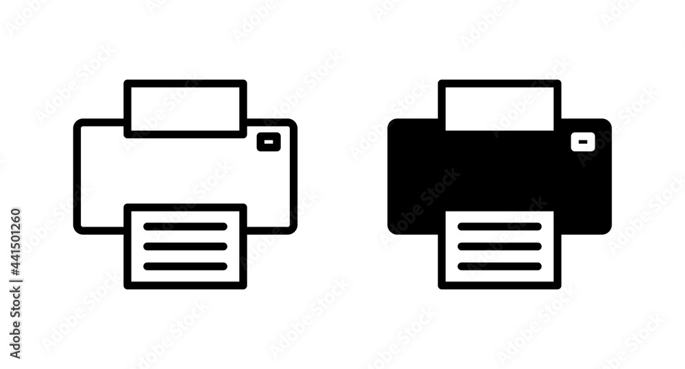 Poster printer icon set vector for computer, web and mobile apps