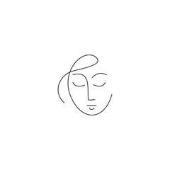 continuous line beautiful woman face logo suitable for beauty companies