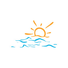 Sun beach icon design template vector isolated