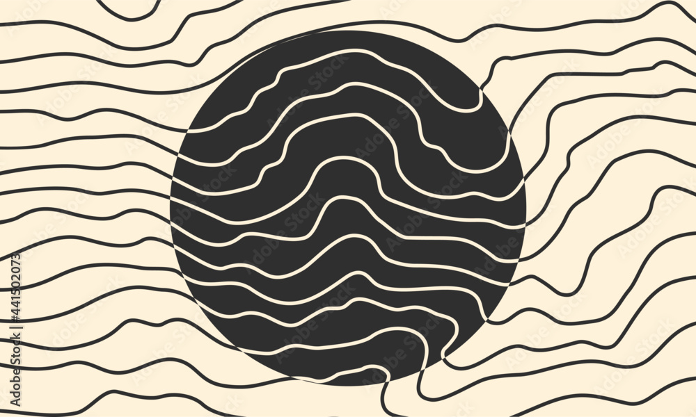 Poster lines and shapes contour abstract for graphic composition. creative and minimalist design for backgr