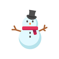 snowman icon, flat icon vector illustration isolated on white background. for winter theme, christmas and others