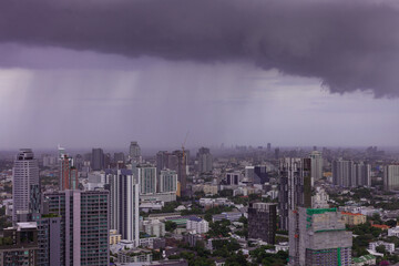 city skyline windy storm cloudy overcast sky before going to rain