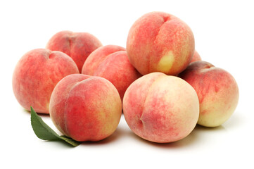 ripe peach on white background