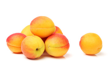 Fresh apricot fruits isolated on white background