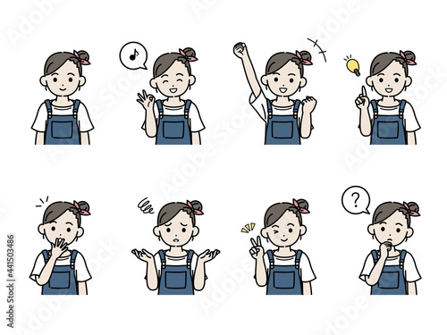 女の子のイラスト バリエーションセット 仕草 ポーズ 子供 小学生 低学年 上半身 Apprehension Poster Apprehensi Senryu