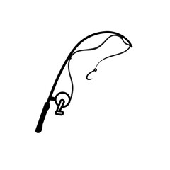 Fishing rod icon design template vector isolated illustration