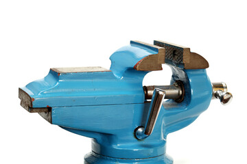 Table vise clamp on white background 