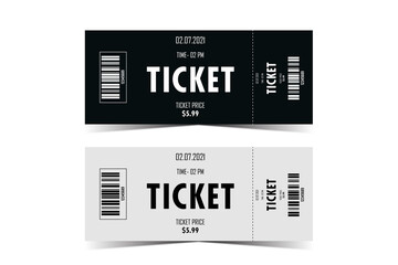 Two, pair vector ticket isolated isolated on white background.