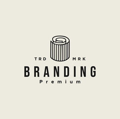 Abstract Simple Paper roll logo line monoline flat style Black Vintage Hipster illustration. label emblem and template.