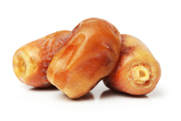 medjool dates on white background