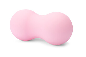 new pink double body massage ball on white insulated background.
