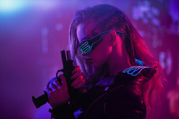 girl cyberpunk warrior