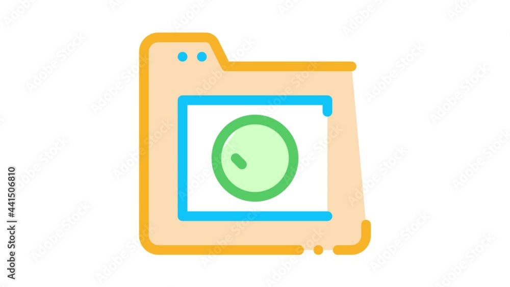 Poster computer folder with approved mark animated icon on white background