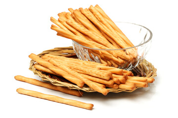 bread sticks on white background