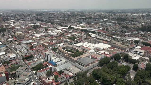 Aerial view of antique prision in downtown puebla